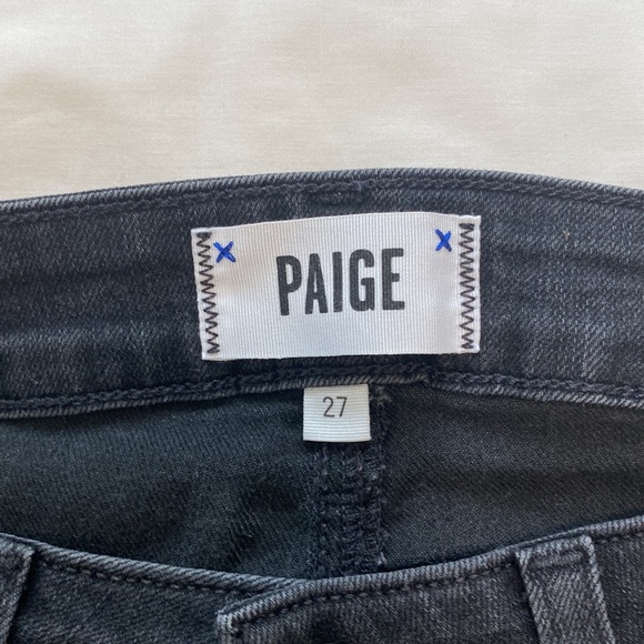 PAIGE Skyline Ankle Peg in Black Crow Raw Hem Jeans Size 27 Inseam 29" - Picture 4 of 7